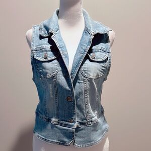 STO Denim Vest Women’s S Light Wash Sleeveless Jean Jacket Western Vintage Style